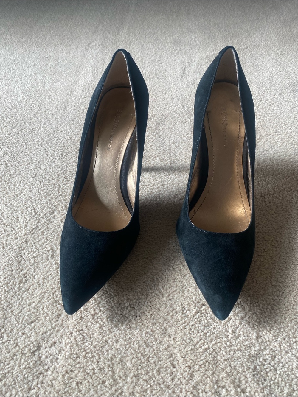 BCBGeneration Black Suede Pointed-Toe Pumps